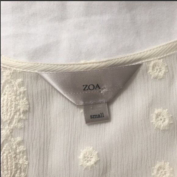 ANTHROPOLOGIE Zoa Cream White Embroidery Peasant Poncho Sheer Boho Blouse Small - Picture 7 of 11
